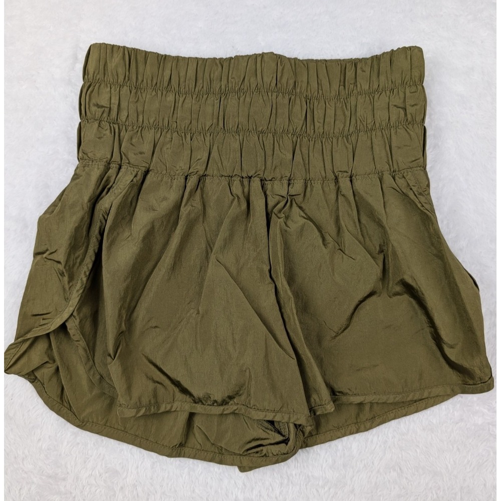 FP Free People Movement Shorts Size Small Green Lined Ruffle High Waist